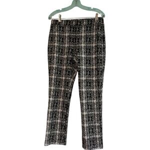 Joseph Ribkoff Plaid Knit Pants Women’s 12 Black White Straight Leg No Pockets